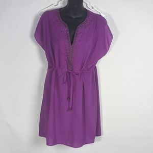 Lulumari tie waist dress brass studs split sleeve